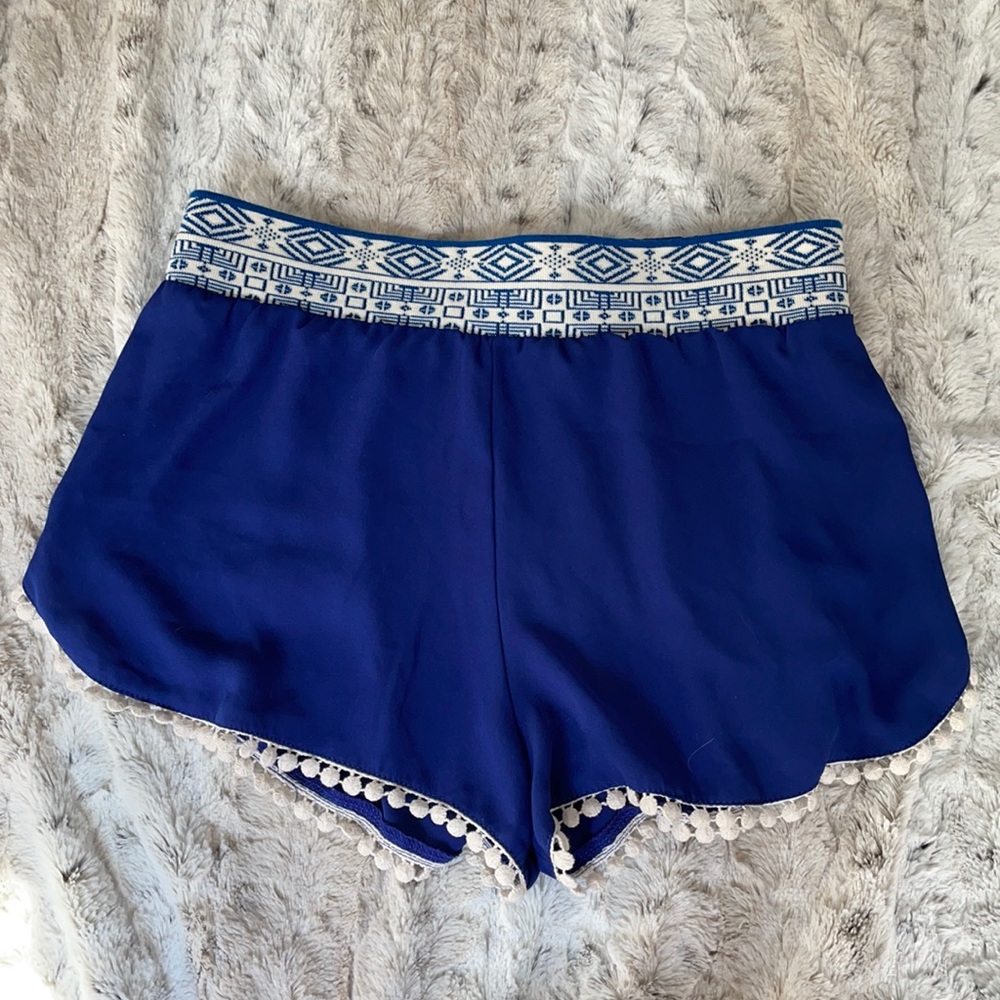 Style book Blue Tribal Pom Pom Dressy Shorts